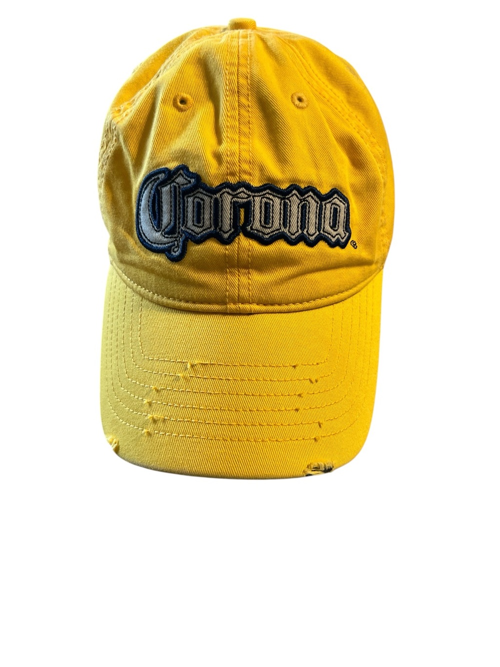 Corona Yellow Distressed Logo Cap 100% Cotton